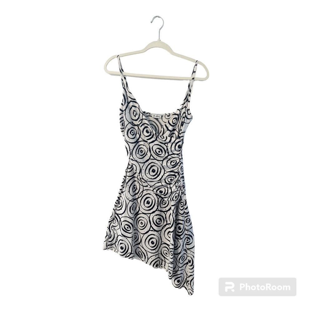 Y2K Black & White High Low Dress, 100% Jersey, Size 40 Euro/ 8-10 US